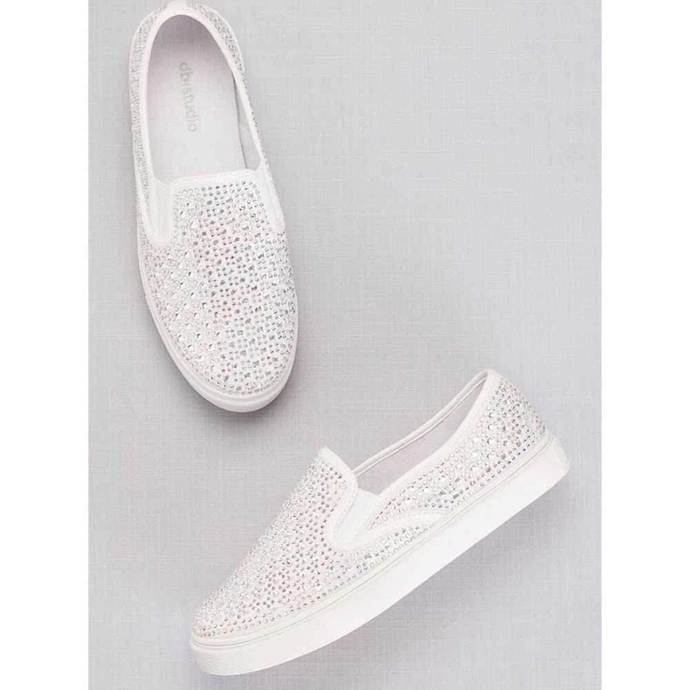 David’s Bridal Crystal Studded Slip On Sneakers